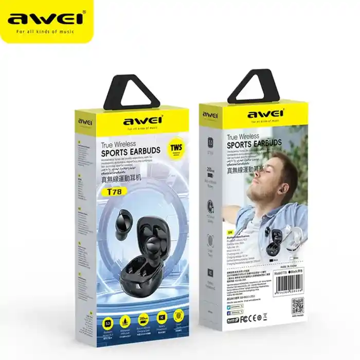 Awei T78 Bluetooth 5.3 Earphones Wireless 3D Stereo TWS Headphones with Microphones Game In-ear Headset Hifi HD Call Earbuds